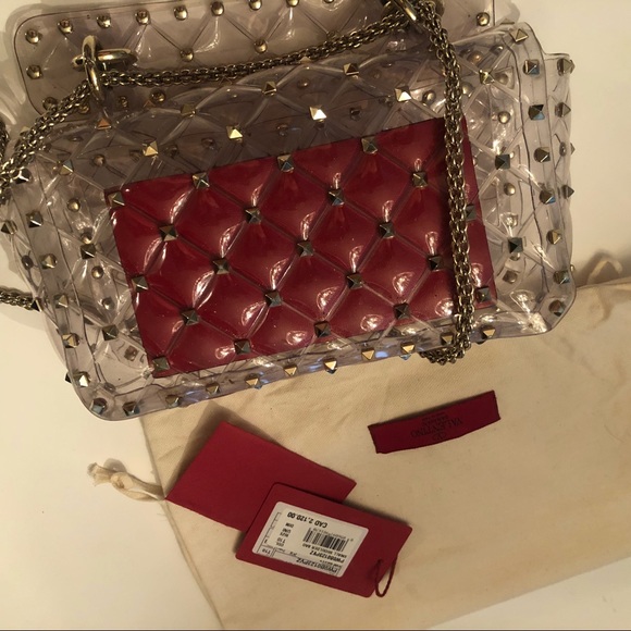 Valentino clear rockstud small size bag with chain - Picture 7 of 15